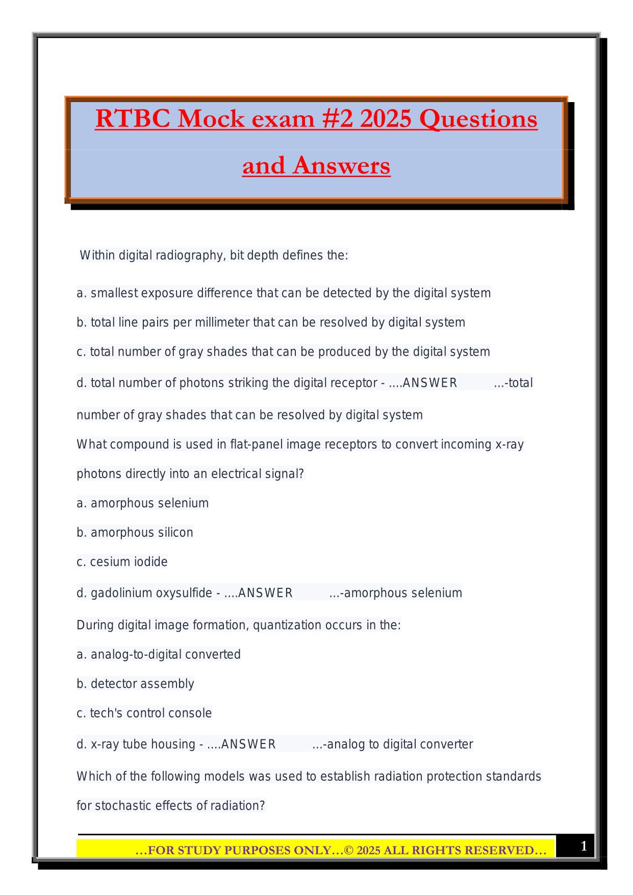 RTBC Mock exam #2 2025 Questions and Answers
