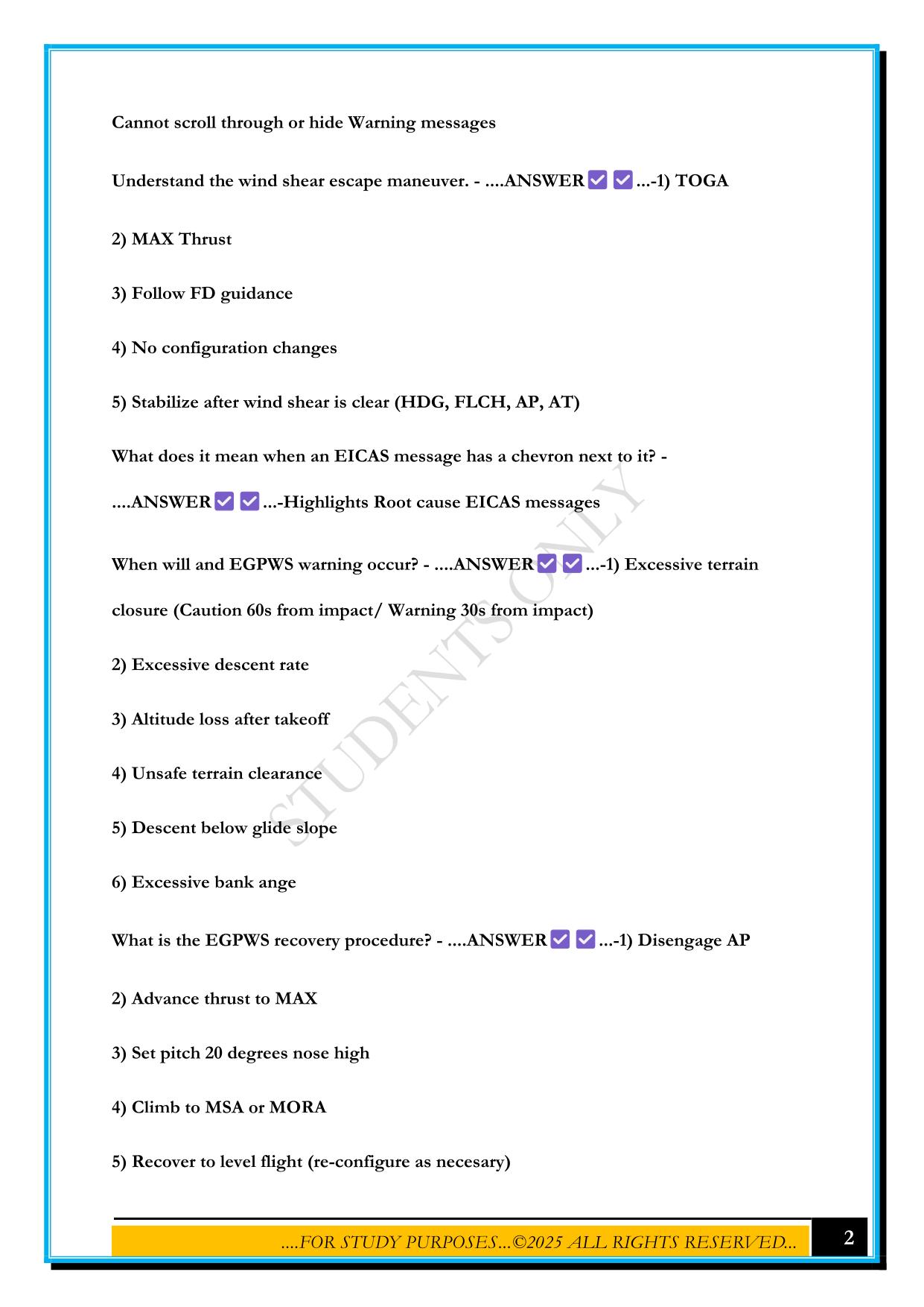 ERJ 175 GROUND EXAM 2025 QUESTIONS AND ANSWERS