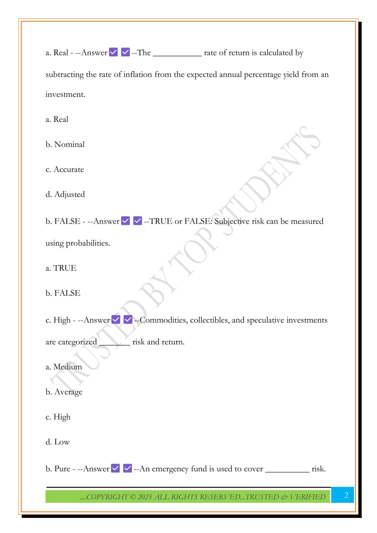 FHCE 3200 Exam 3 Quiz Questions with Answers