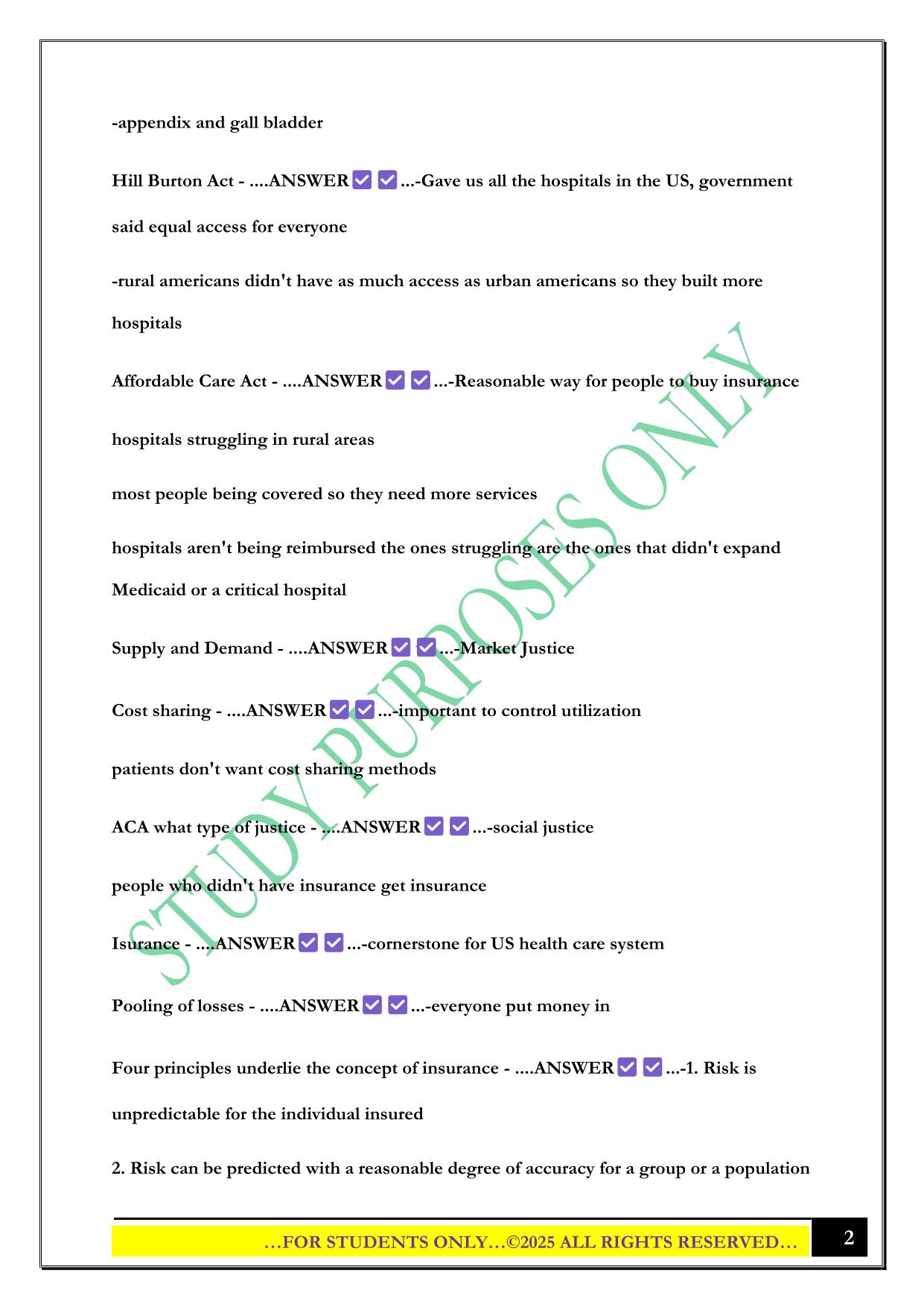 US Health Care System Midterm Exam 2025 Questions and Answers