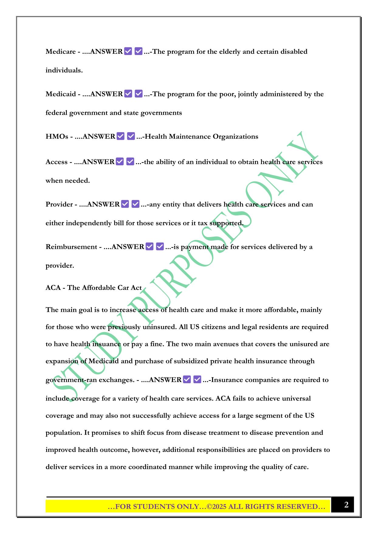 Healthcare Delivery System Chapter #1 Exam 2025 Questions and Answers