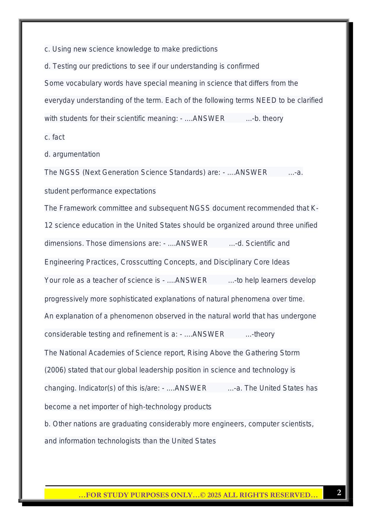 ELED 4310 Ch 1, 2, & 3 Exam 2025 Questions and Answers