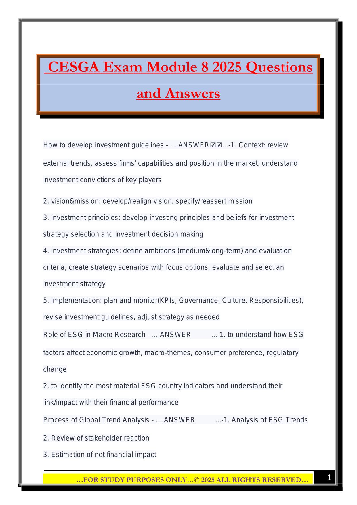 CESGA Bundled Exams 2025/2026 |Questions and Answers|100% Pass