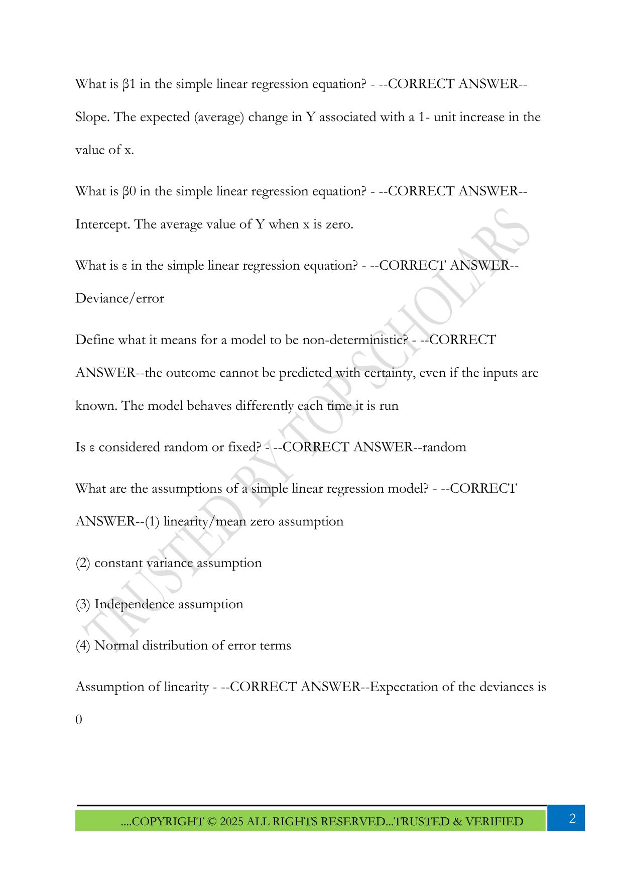 ISYE 6414: Modules 1 & 2 Exam 2025 Questions and Answers