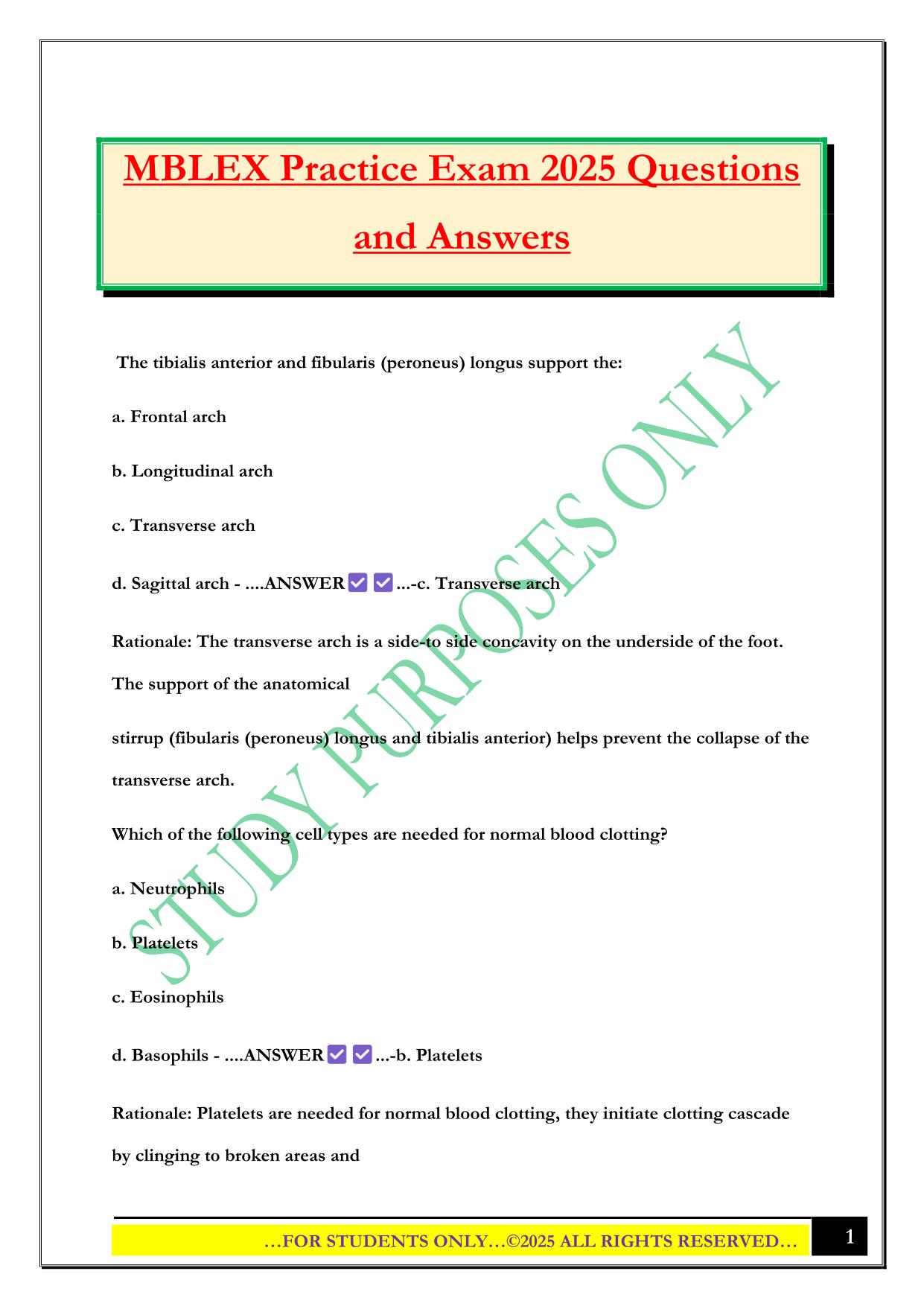 MBLEX Practice Exam 2025 Questions and Answers