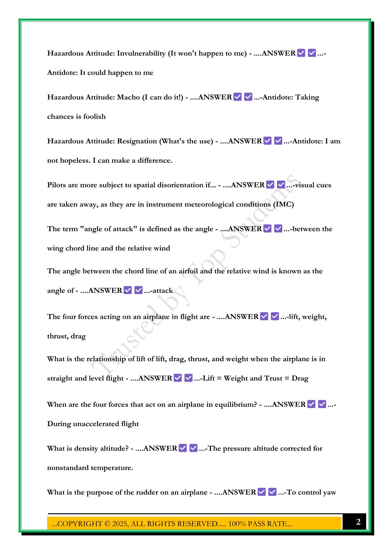 PRIVATE PILOT GROUND FINAL EXAM 2025 QUESTIONS AND ANSWERS