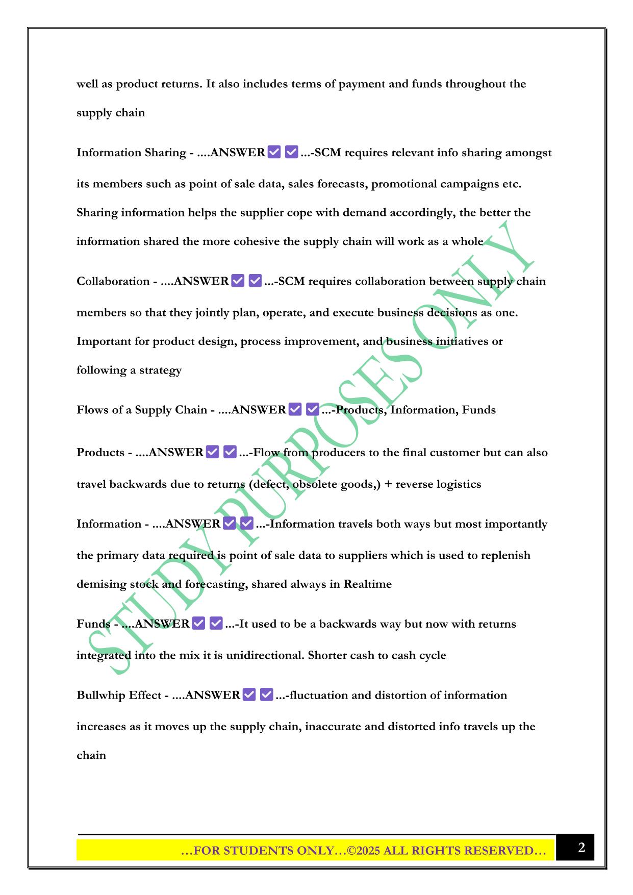BMGT 372 Exam 1 review 2025 Questions and Answers
