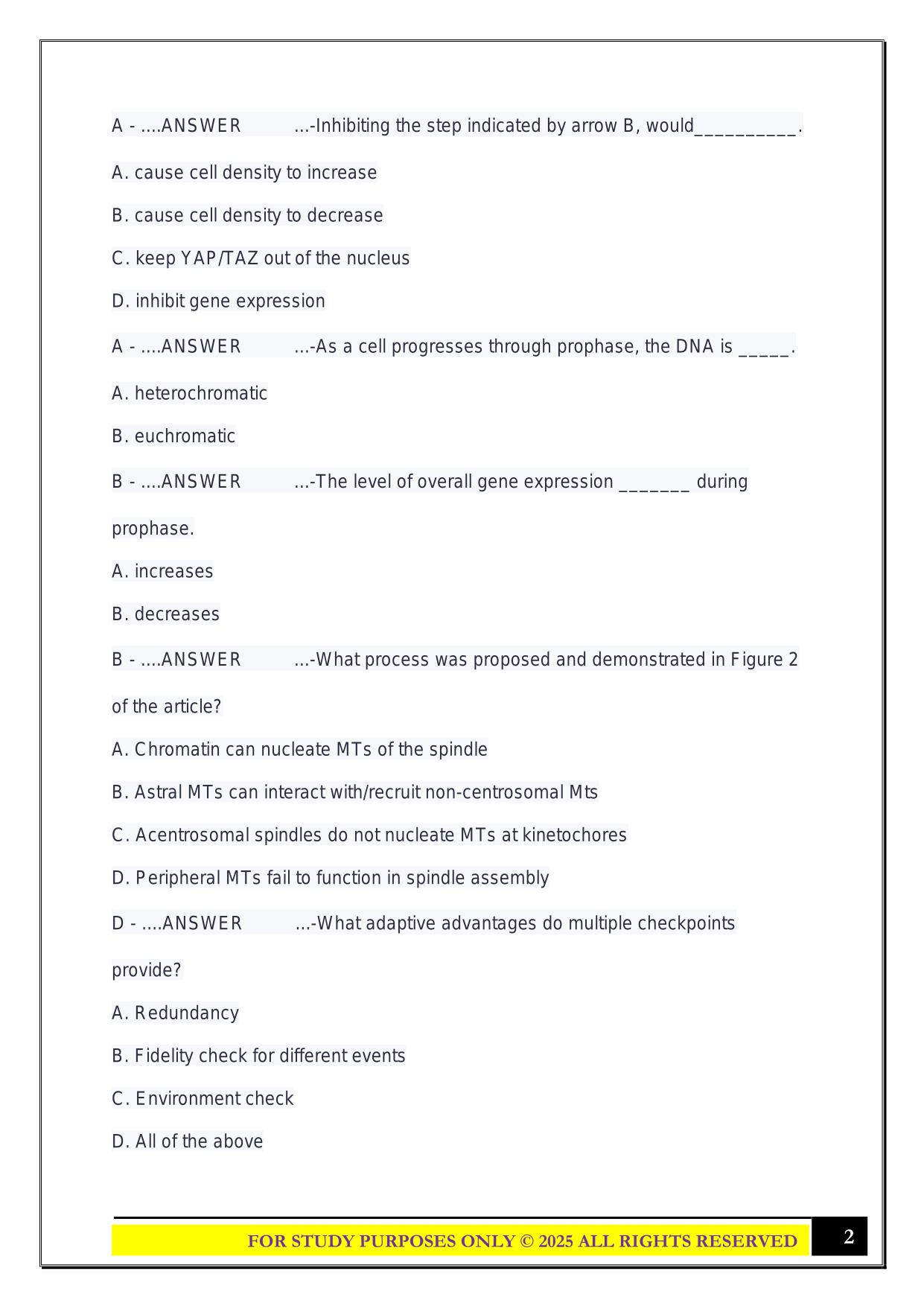 Bio 230 Exam 3 Clicker Questions with Correct Answers