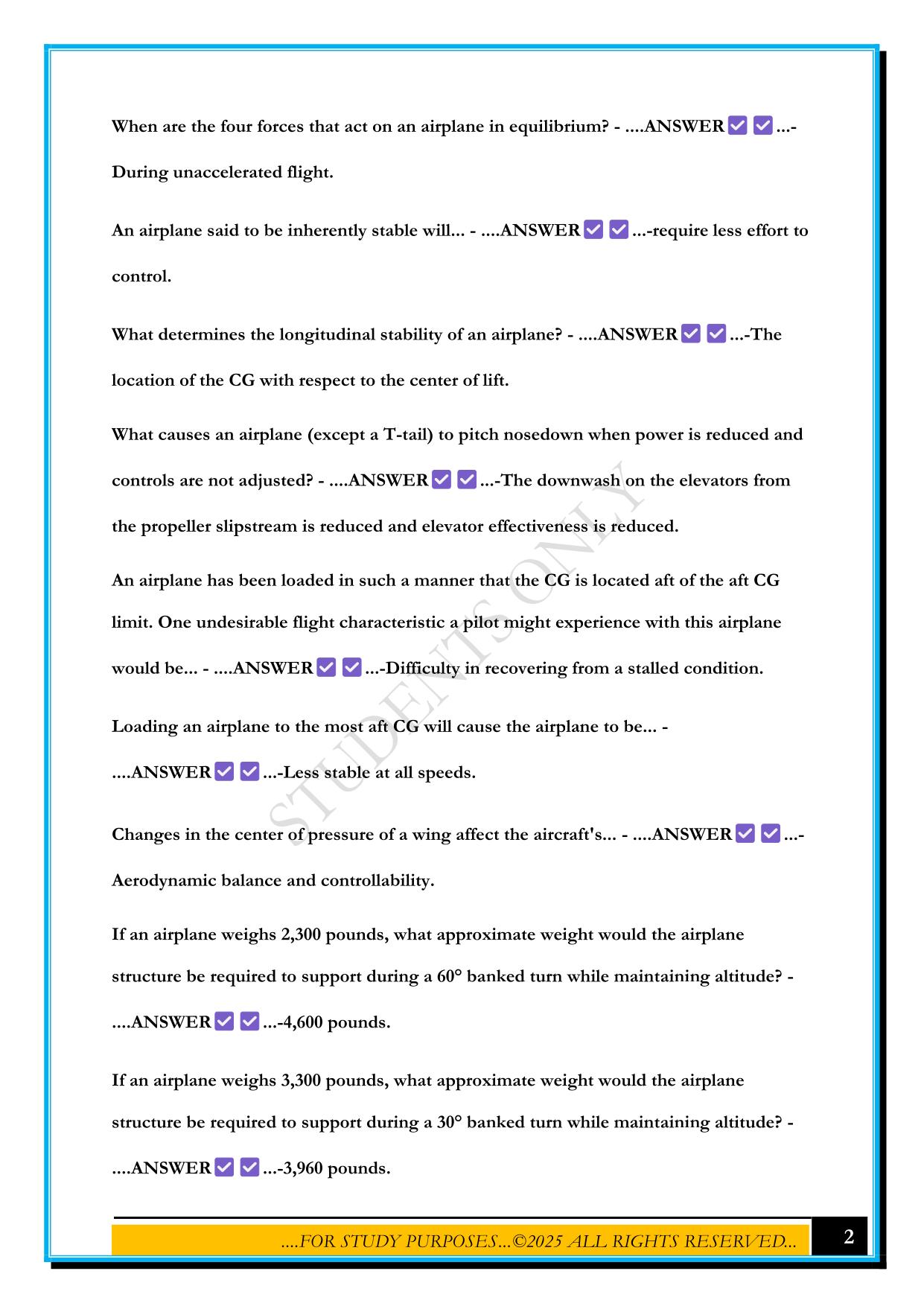 GROUND SCHOOL EXAM 1 2025 QUESTIONS AND ANSWERS
