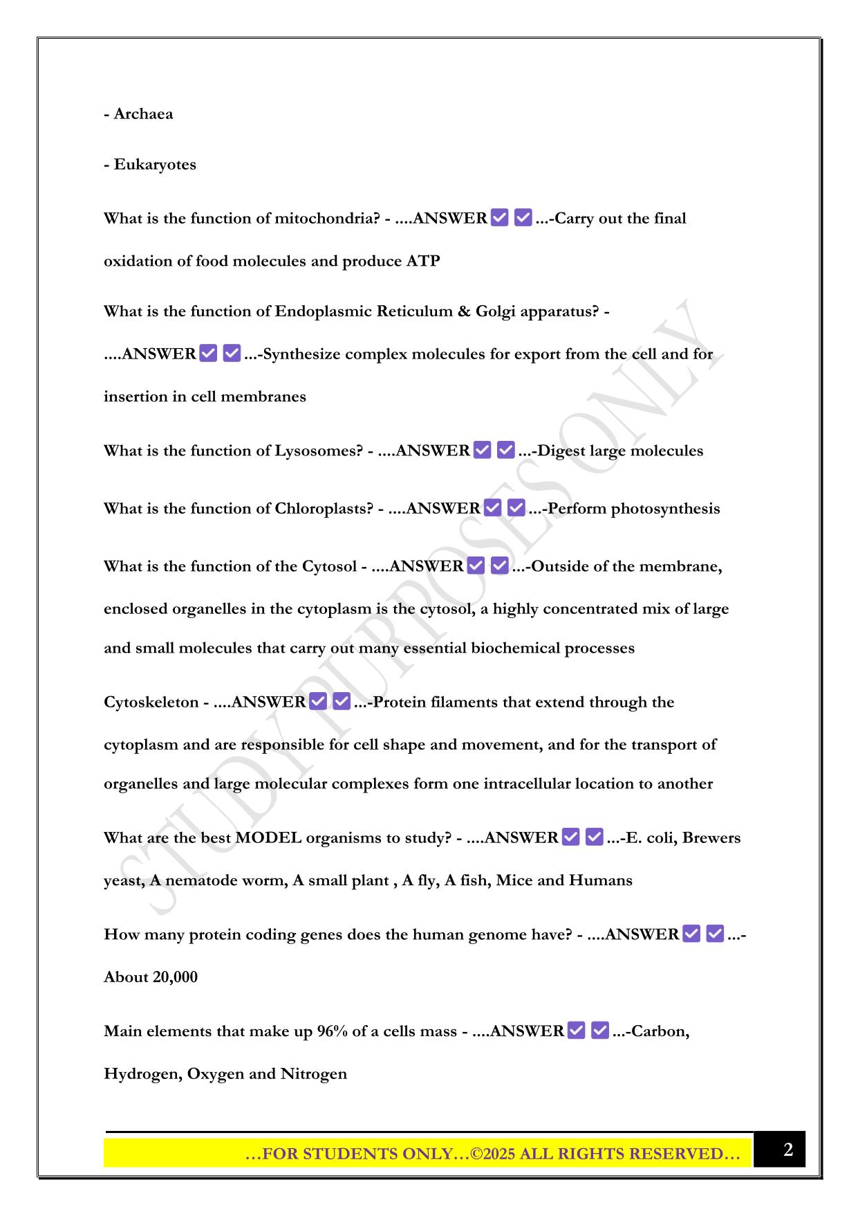 BIO 322 EXAM 1 - Syracuse University 2025 Questions and Answers
