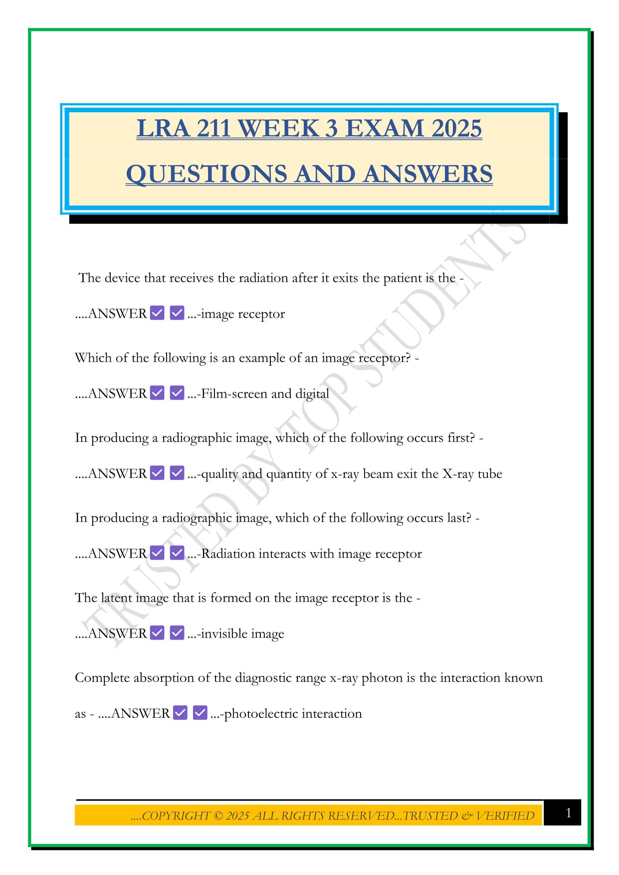 LRA 211 WEEK 3 EXAM 2025 QUESTIONS AND ANSWERS