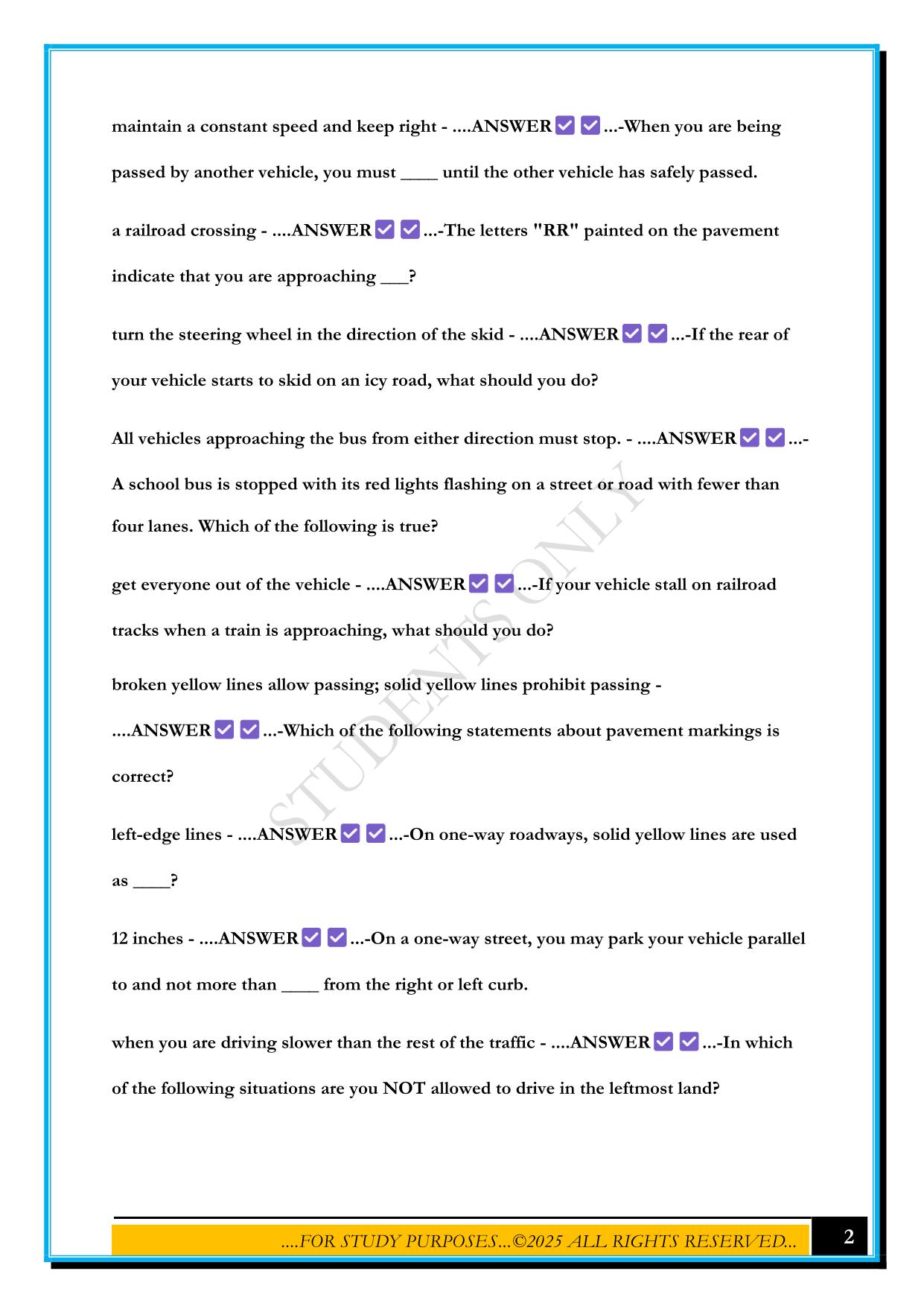 OHIO PERMIT TEST 2025 QUESTIONS AND ANSWERS