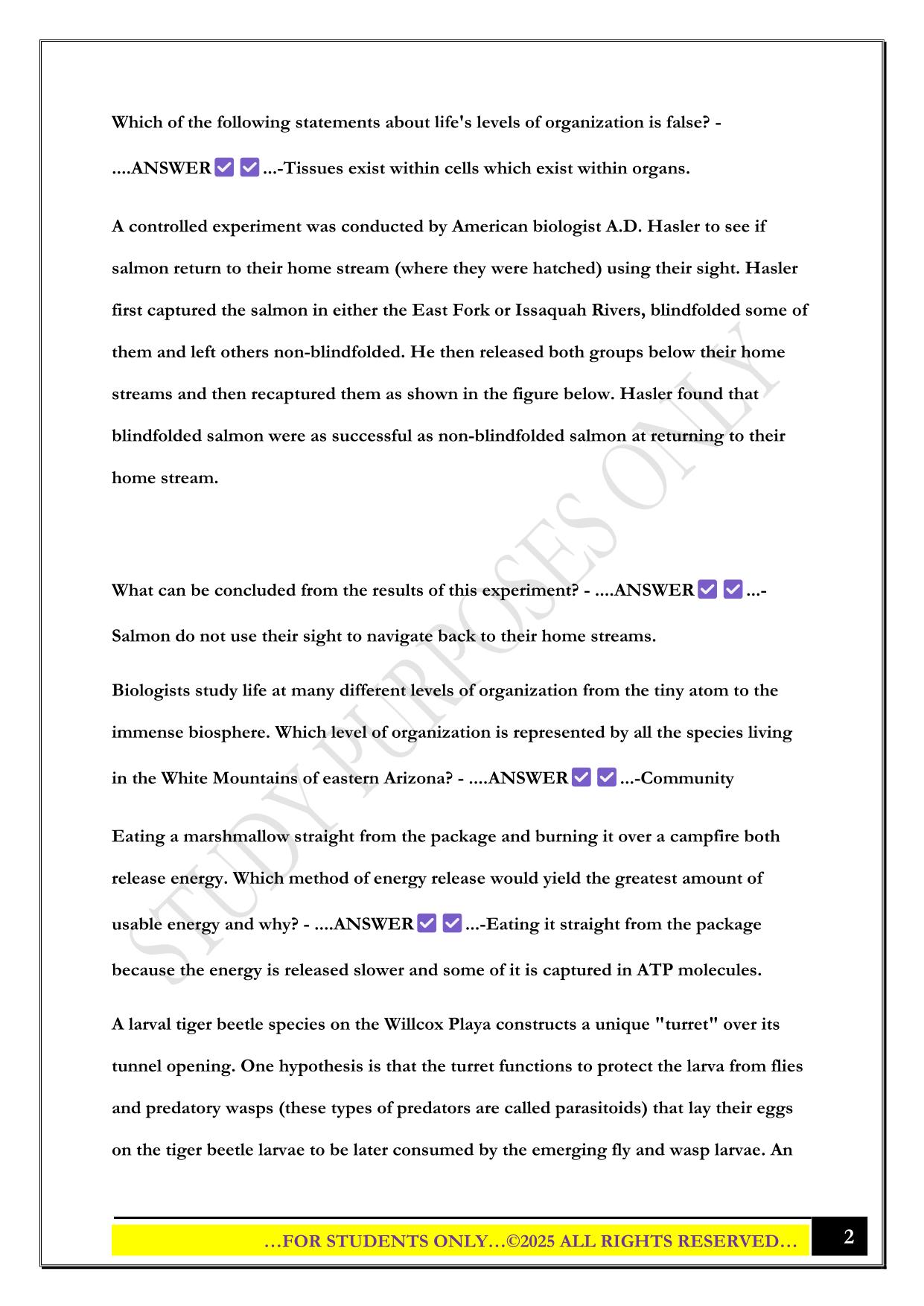 BIO 100 Exam 1 2025 Questions and Answers