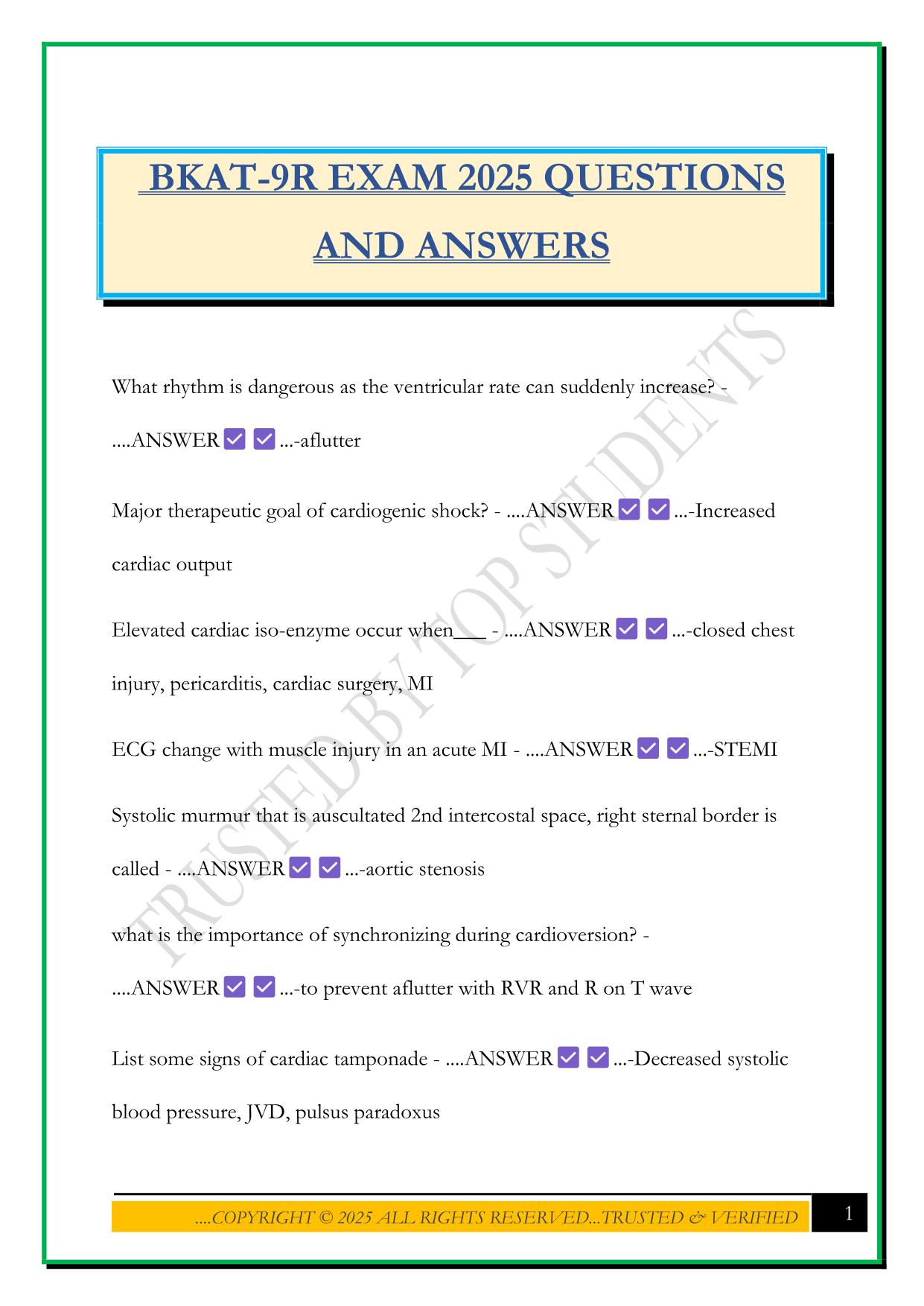 BKAT-9R EXAM 2025 QUESTIONS AND ANSWERS