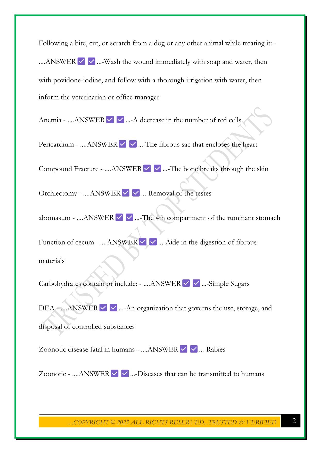 HOSA VETERINARY SCIENCE EXAM 2025 QUESTIONS AND ANSWERS