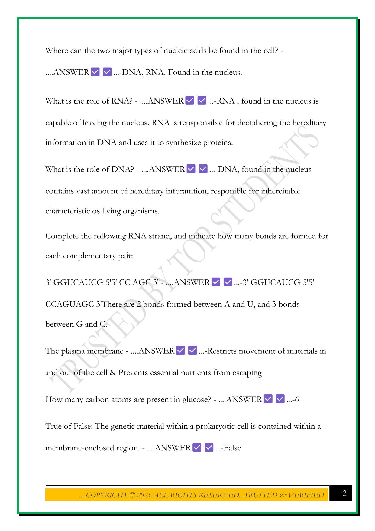 BIOD 171 PORTAGE LEARNING FINAL EXAM REVIEW 2025 QUESTIONS AND ANSWERS