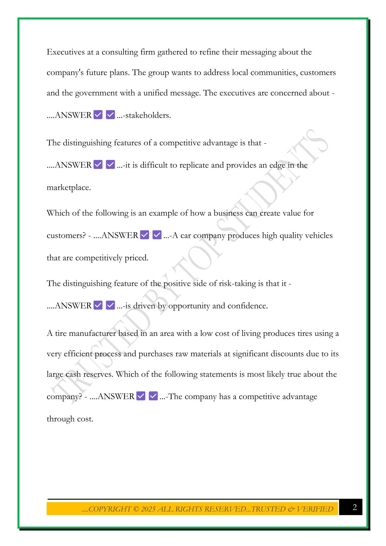 MGT-202 EXAM 1 2025 QUESTIONS AND ANSWERS