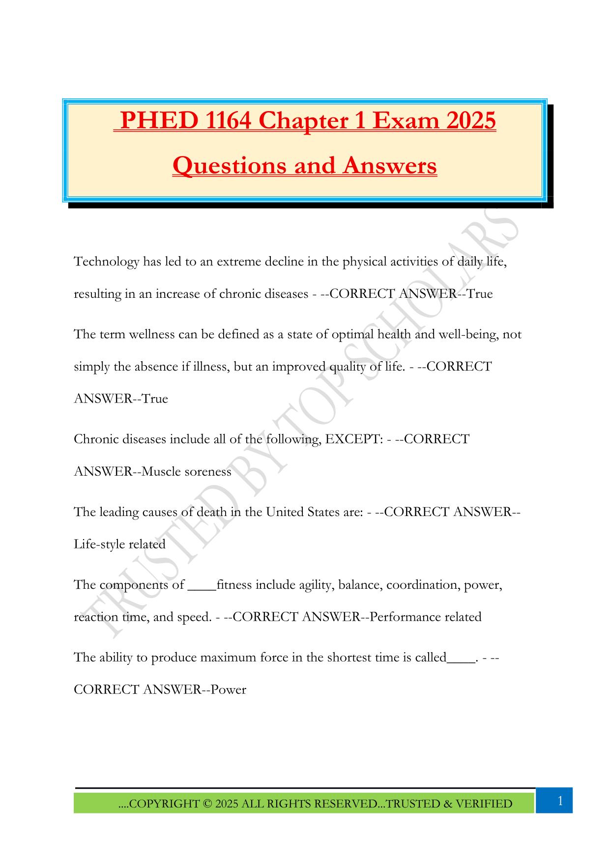 PHED 1164 Fall 2025 Bundled Exams Questions and Answers |100% Pass Updated & Verified