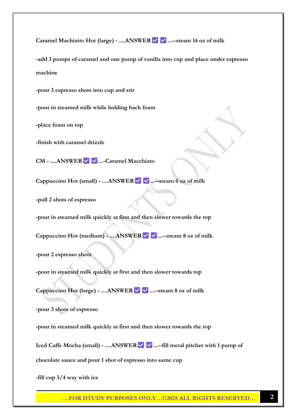 PEETS COFFEE BARISTA KNOWLEDGE EXAM 2025 QUESTIONS AND ANSWERS