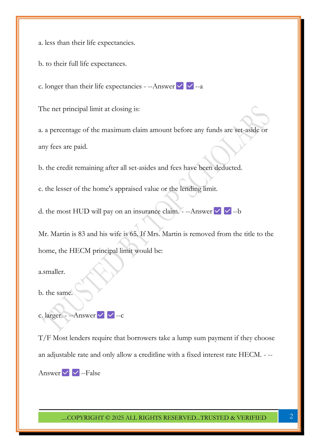 HECM Practice Exam 2025 Questions and Answers