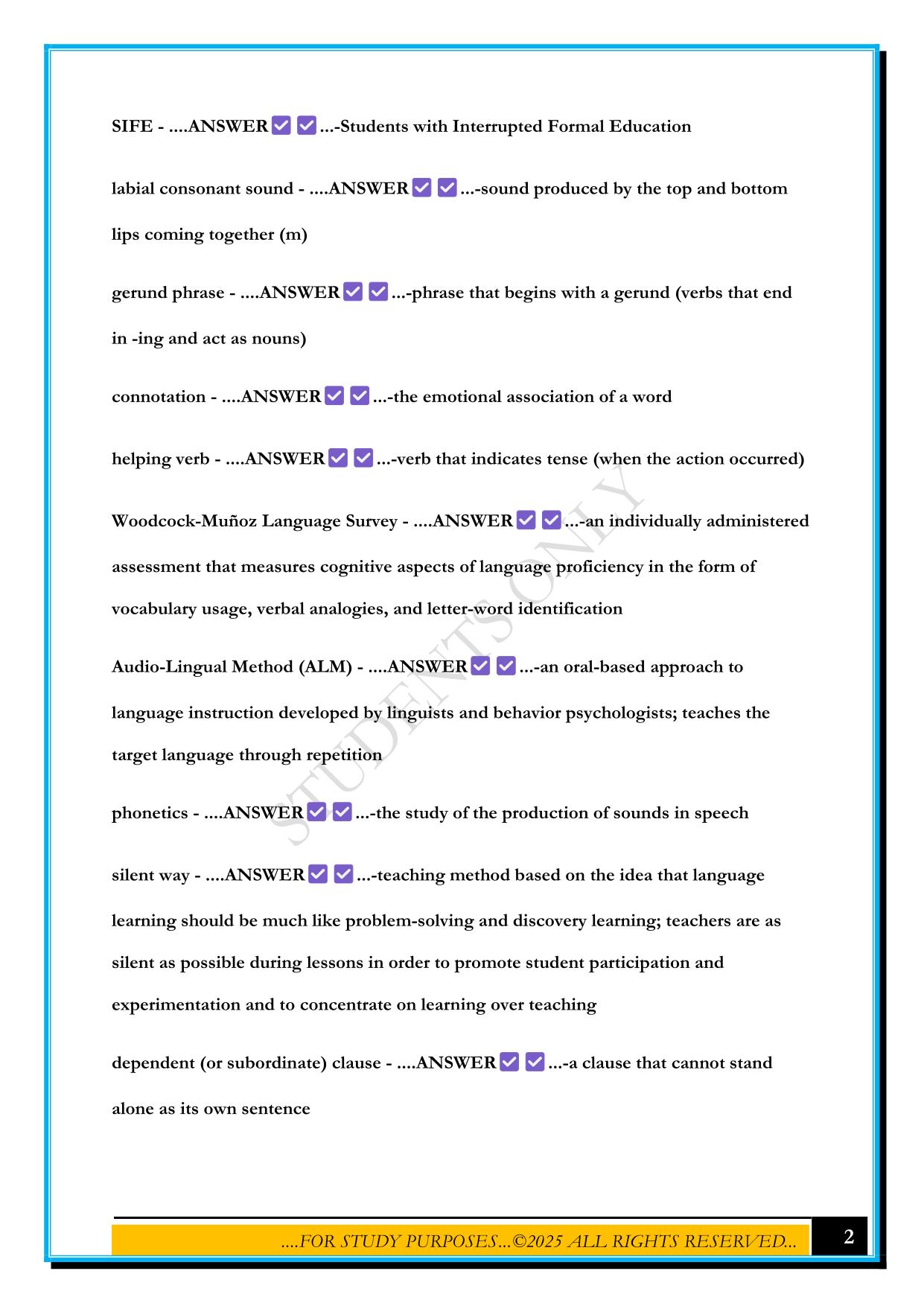 NYSTCE ESOL CST (116) EXAM 2025 QUESTIONS AND ANSWERS