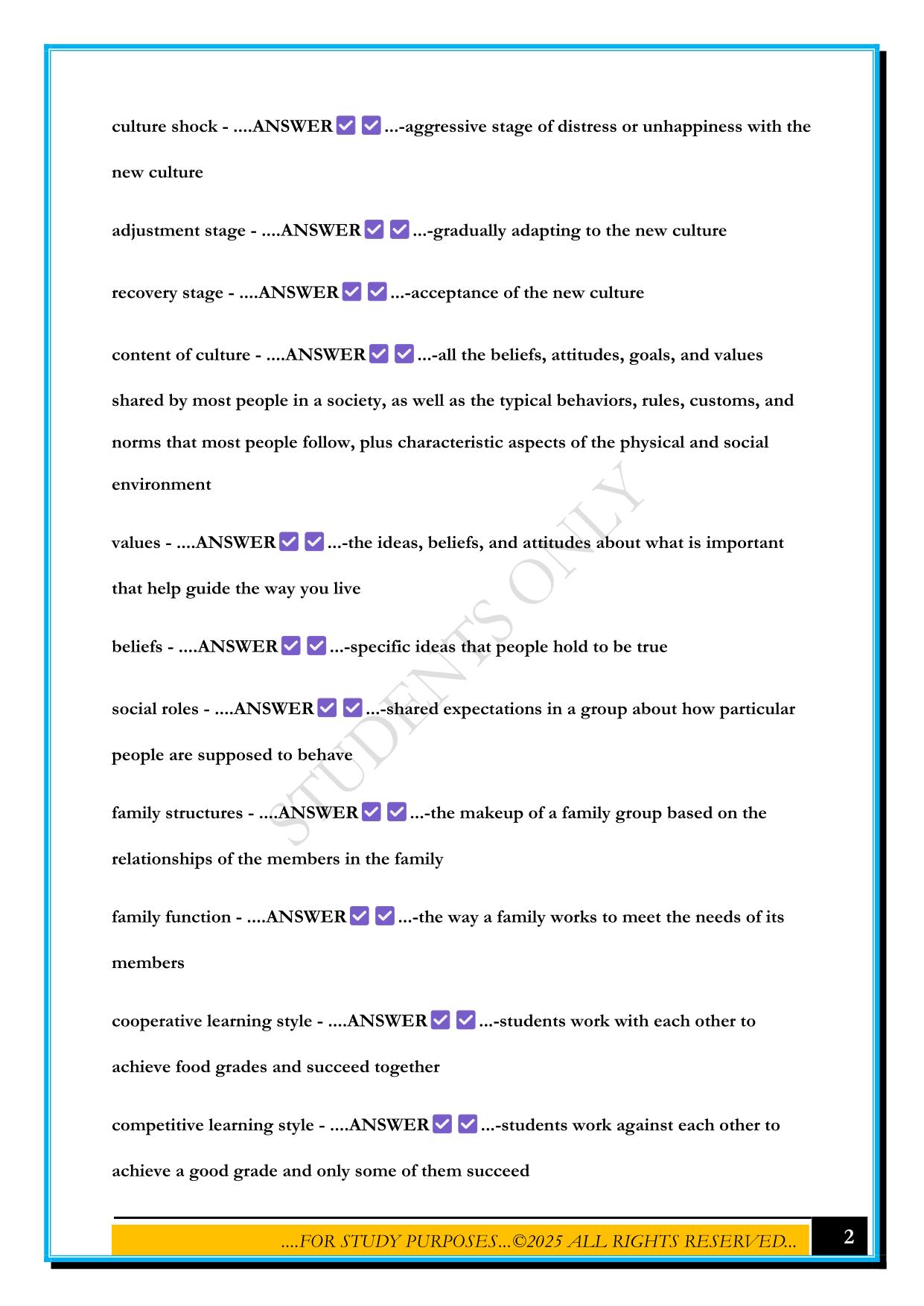 ESOL NES EXAM PART 2 2025 QUESTIONS AND ANSWERS