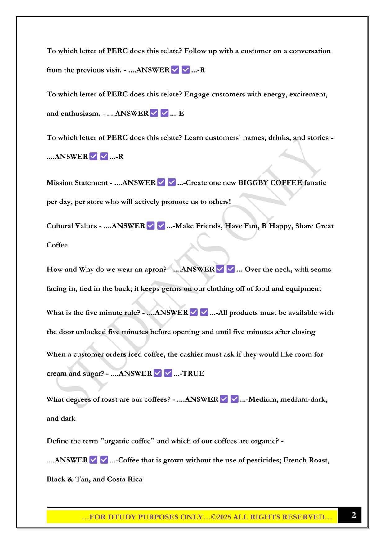 BIGGBY TEST 2025 QUESTIONS AND ANSWERS
