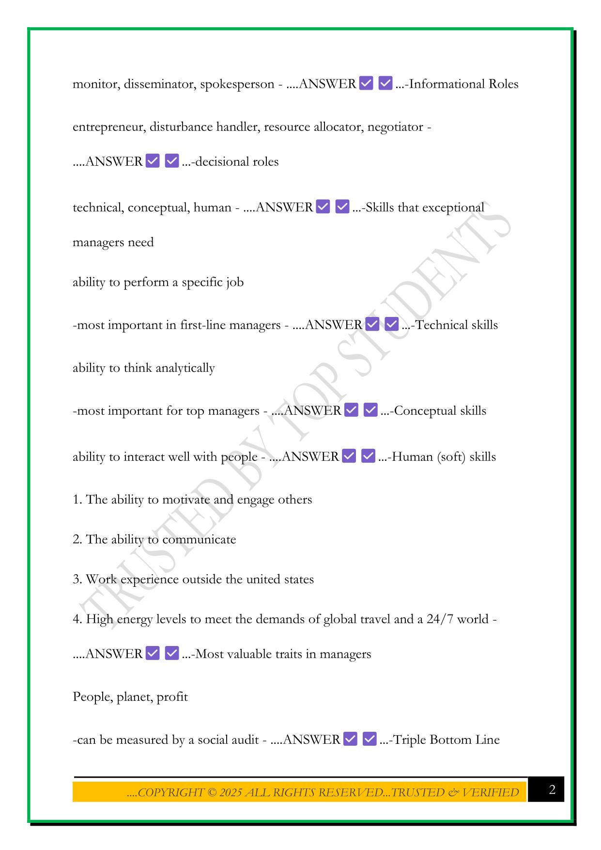 MGT 202 EXAM 1 2025 QUESTIONS AND ANSWERS