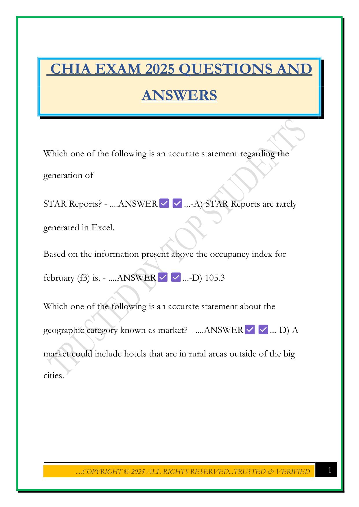 CHIA EXAM 2025 QUESTIONS AND ANSWERS