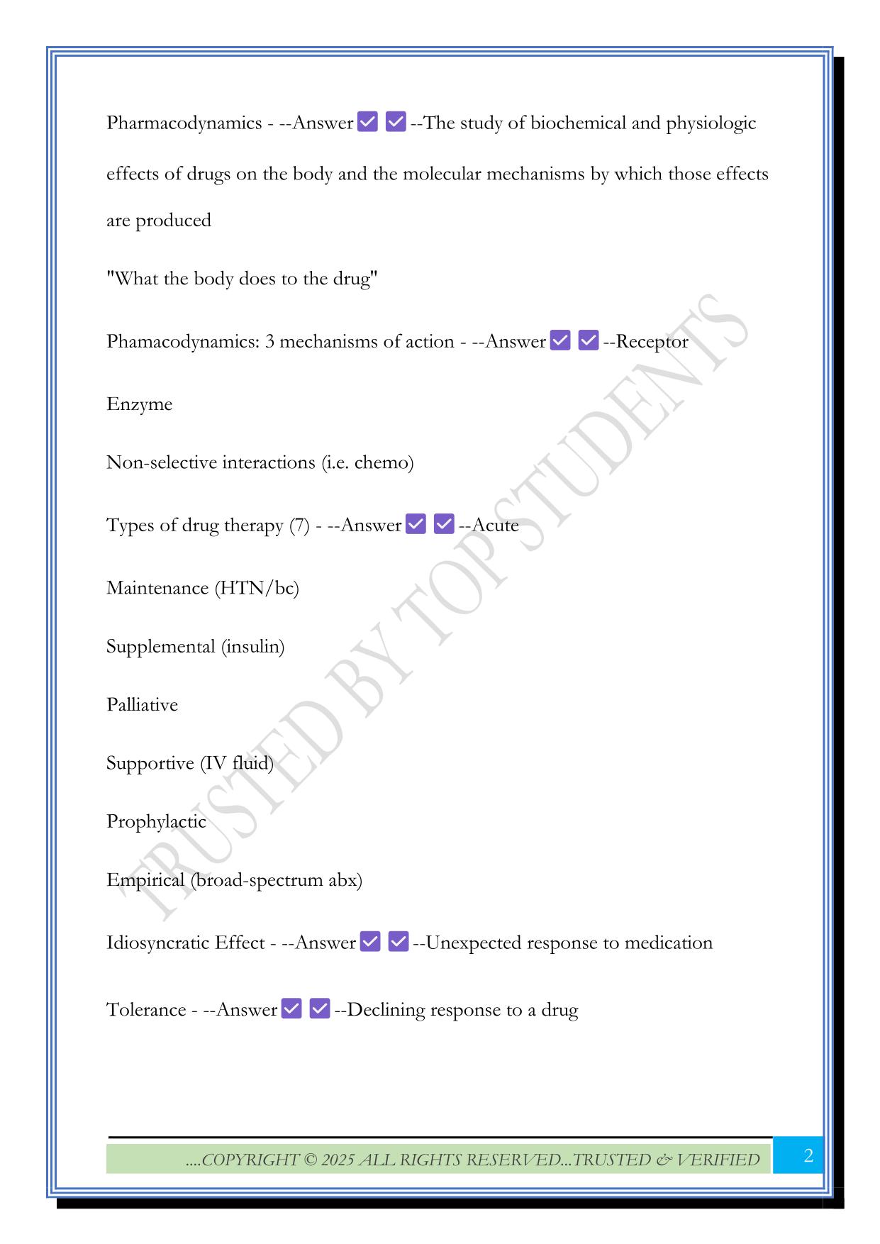 NR 565 Pharmacology Week 1 Exam 2025 Questions and Answers