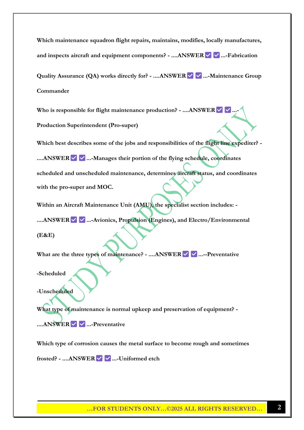 CDC 2A354N Integrated Fighter Avionic Systems Journeyman Volume 1. General Maintenance Information EOC Questions with Correct Answers