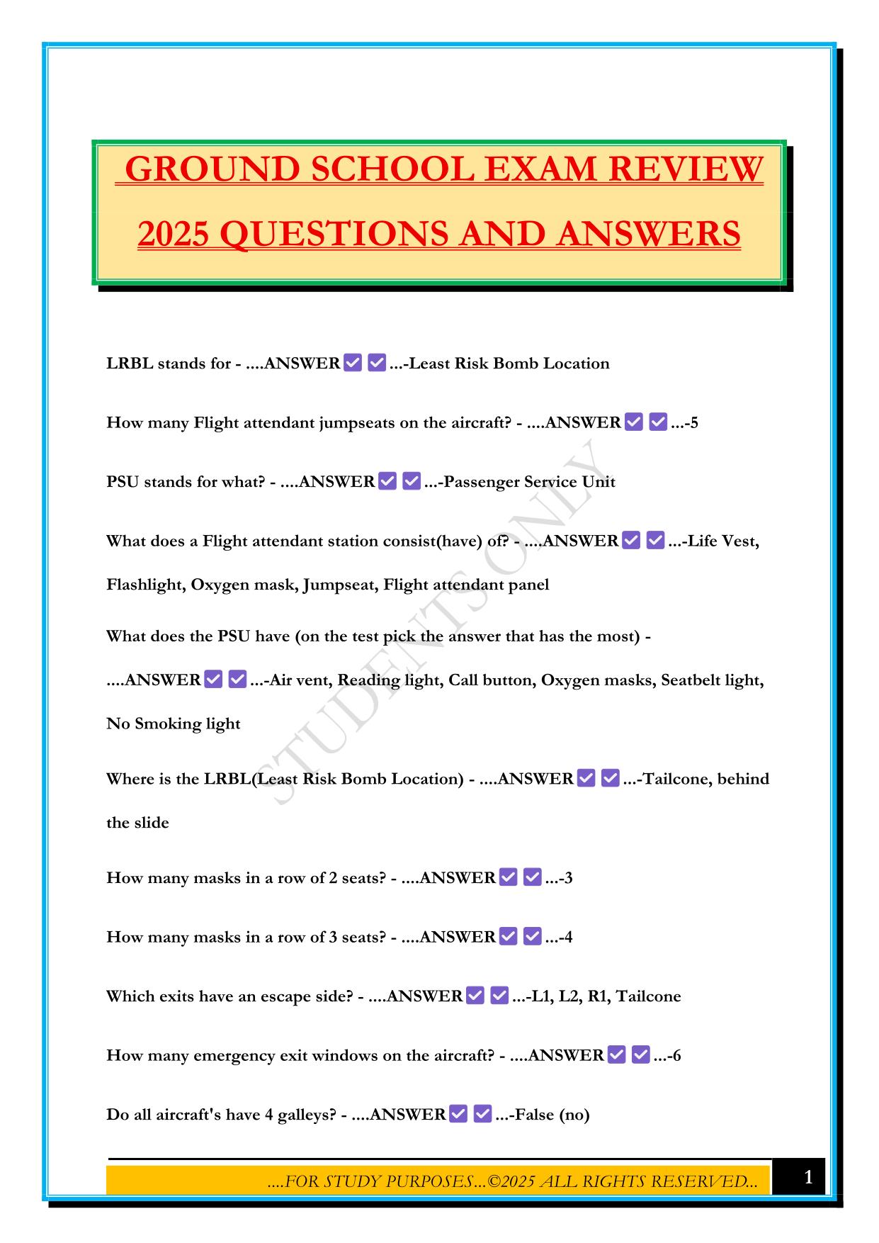 PRIVATE PILOT Bundled Exams 2025/2026 |Questions and Answers |100% Pass