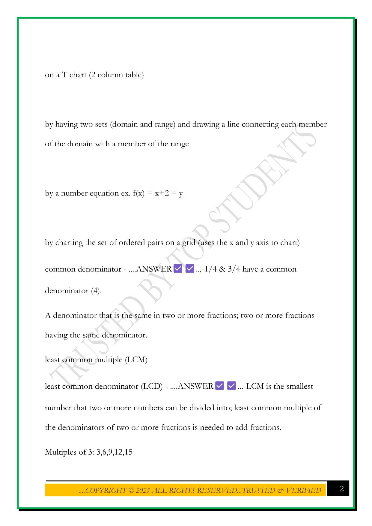 TEXES CORE SUBJECTS & GENERALIST EC-6 REVIEW MATH 2025 QUESTIONS AND ANSWERS