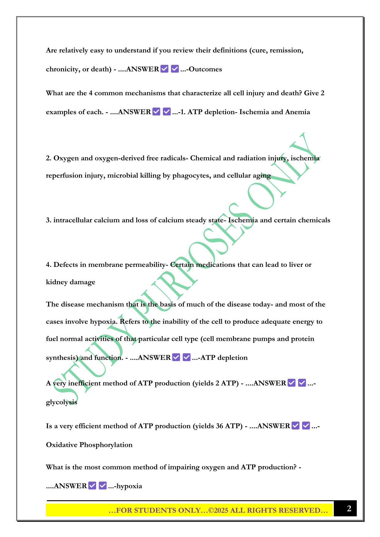 Pathophysiology NSG 533 Exam 1 2025 Questions and Answers