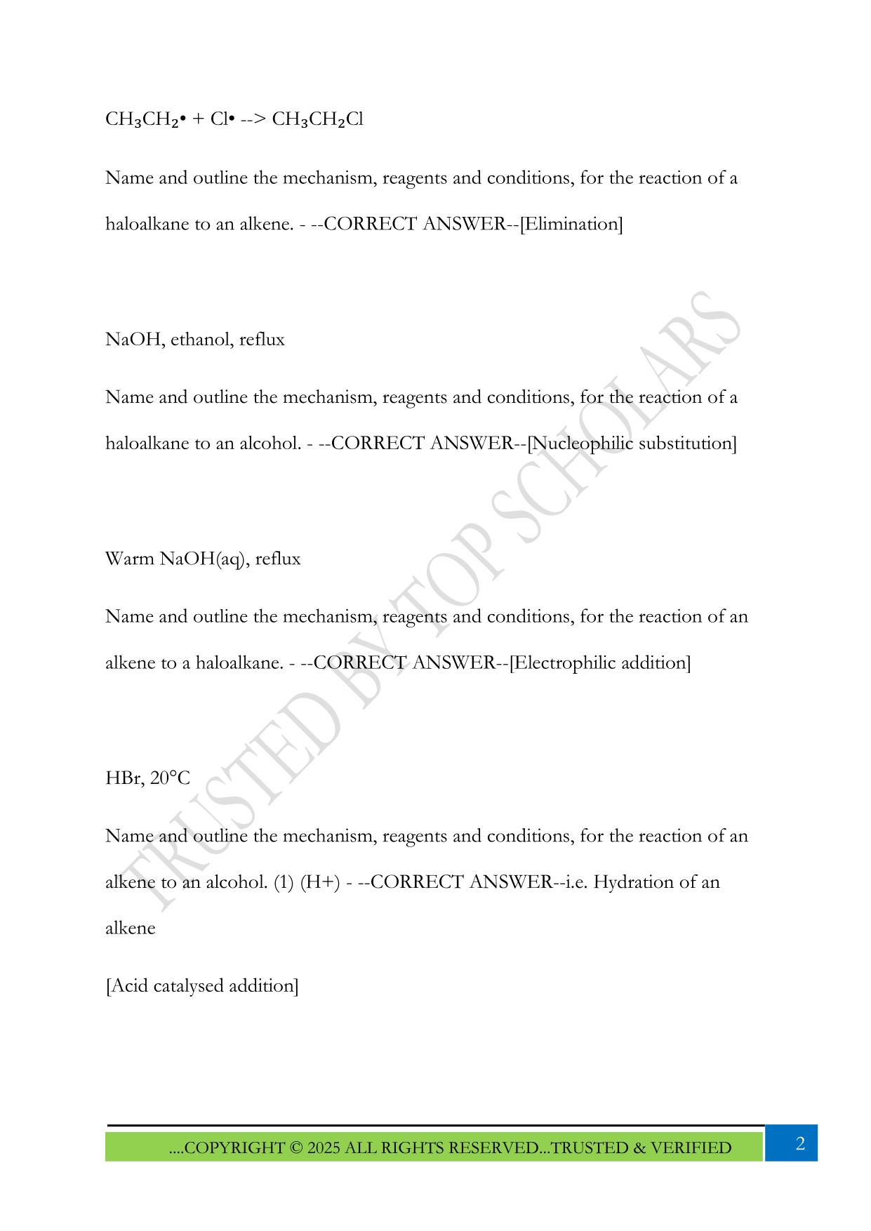 AQA A-Level Chemistry Organic Mechanisms Exam 2025 Questions and Answers