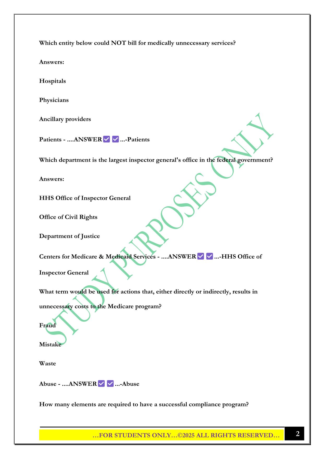 CPCO chapter 1 Exam 2025 Questions and Answers