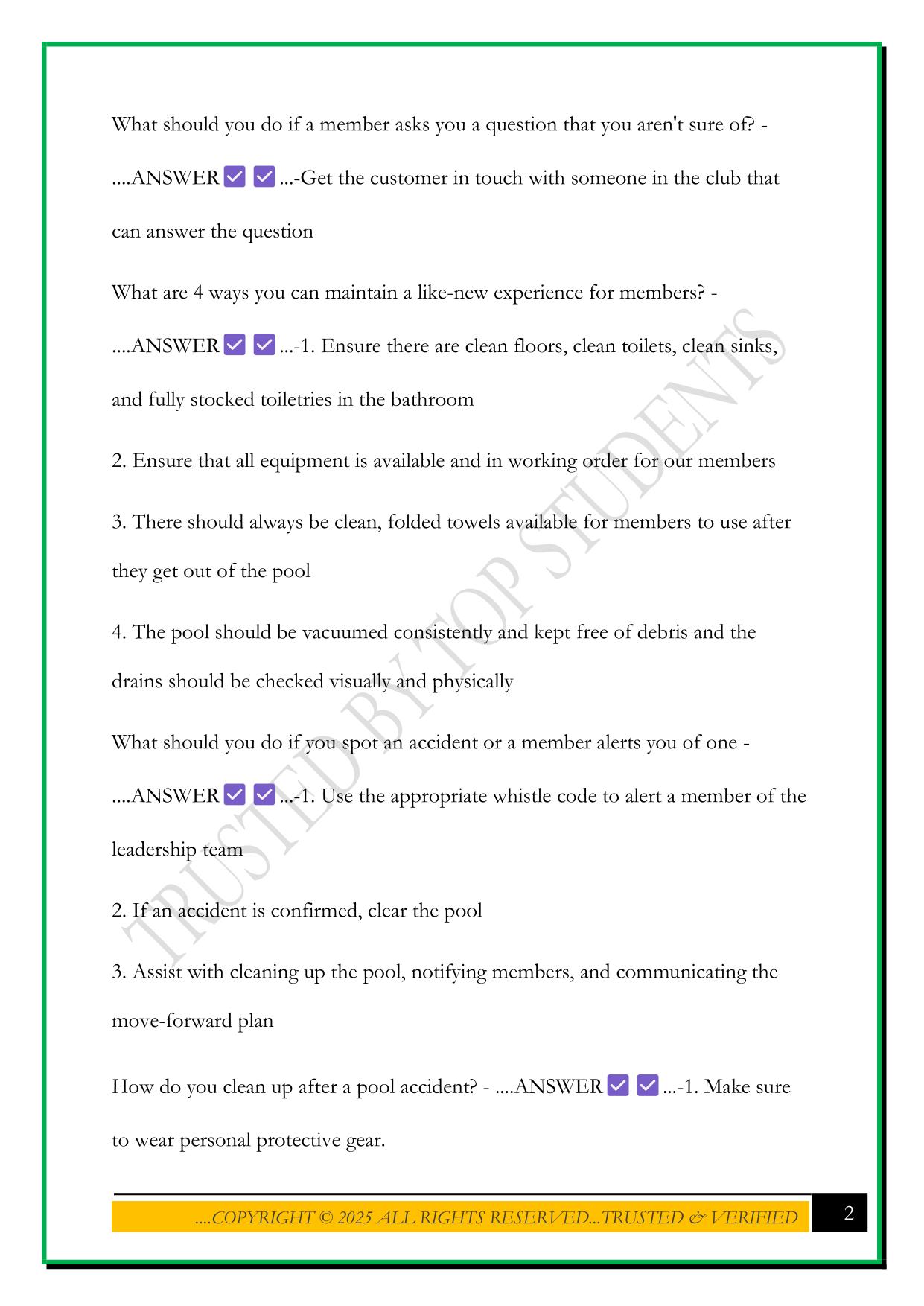 LIFETIME LIFEGUARD NOTES EXAM 2025 QUESTIONS AND ANSWERS