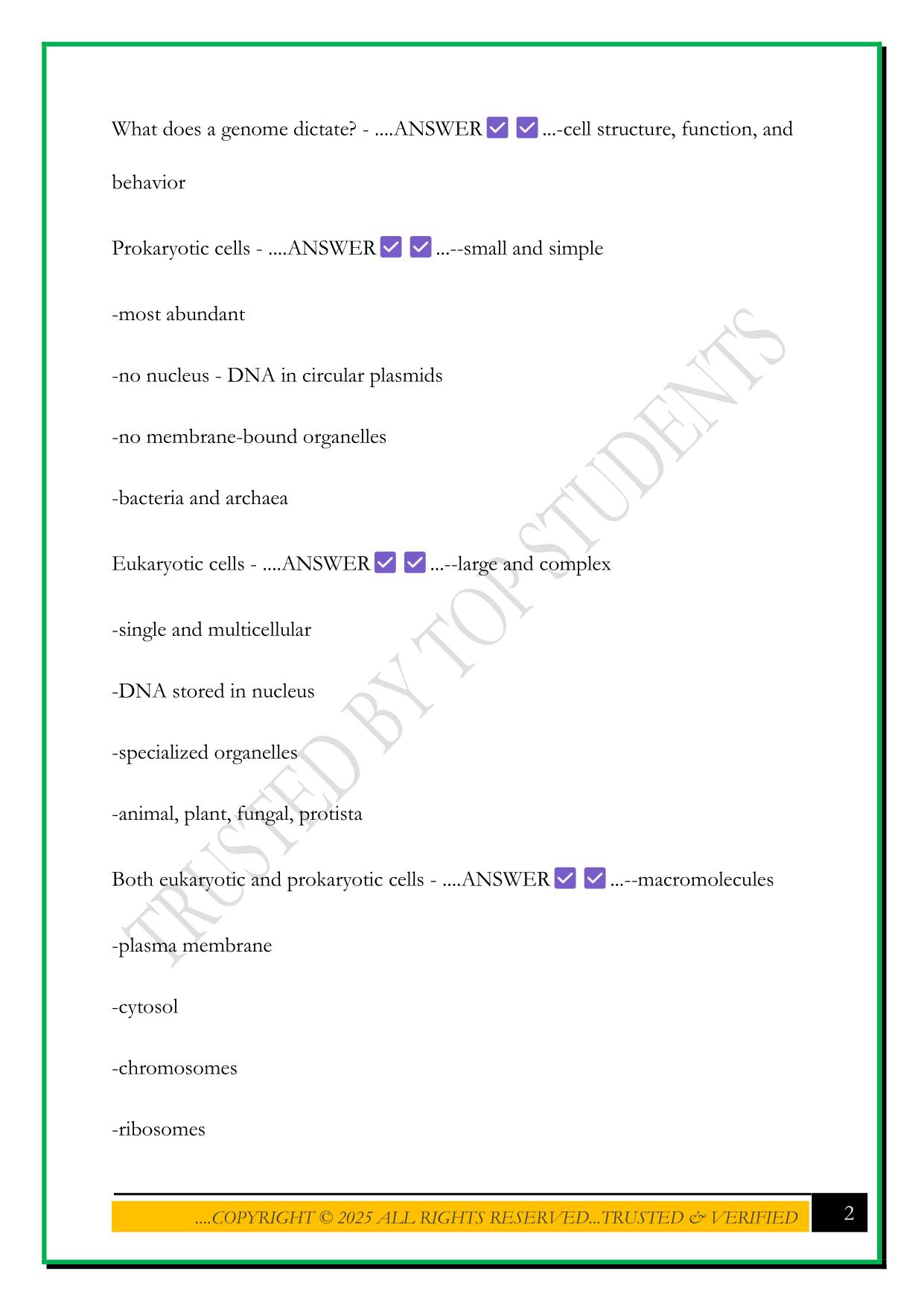 BIOD 171 EXAM 1 2025 QUESTIONS AND ANSWERS