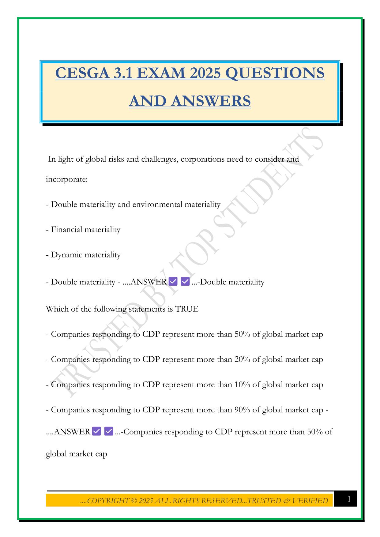 CESGA 3.1 EXAM 2025 QUESTIONS AND ANSWERS