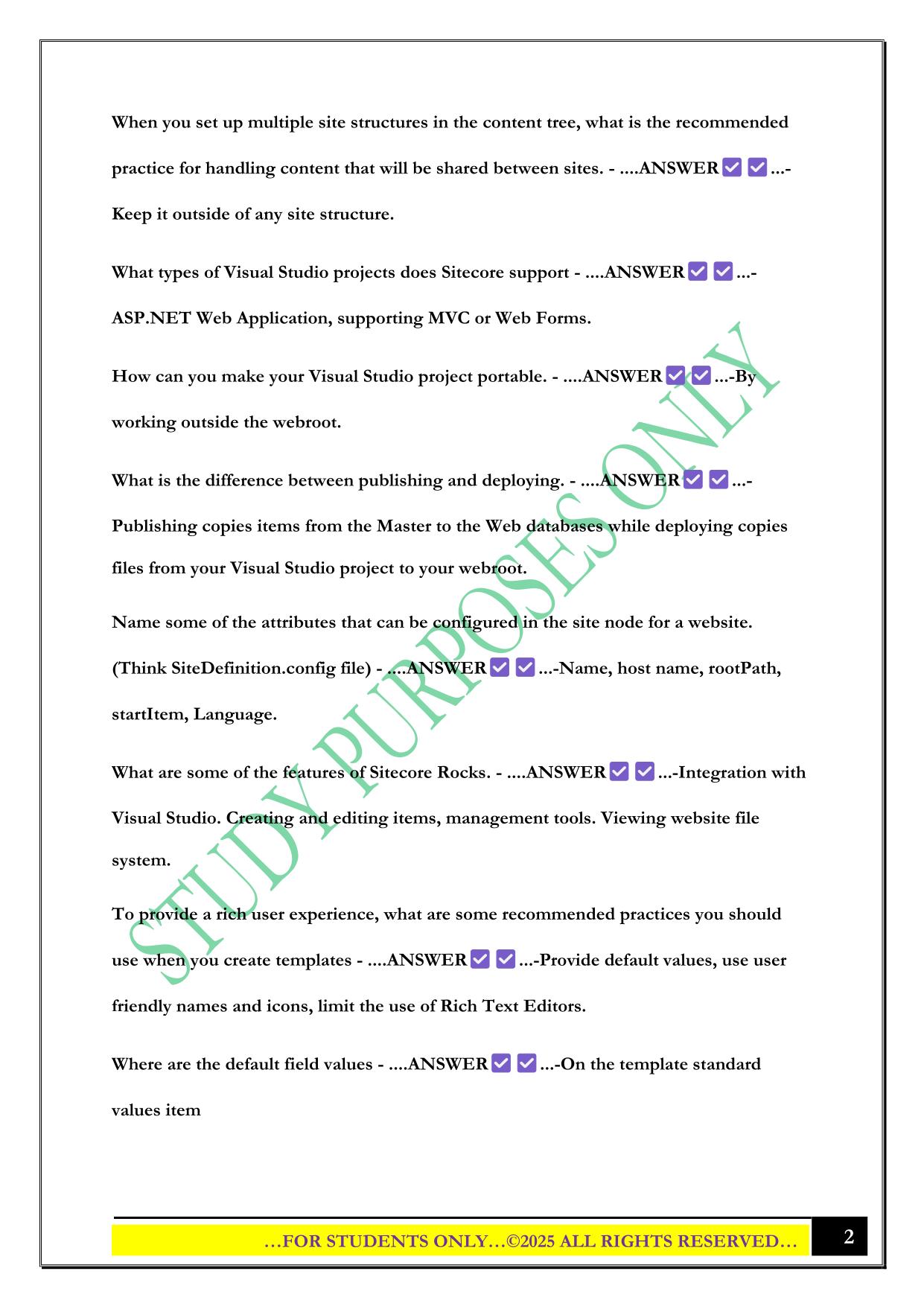 Sitecore Exam 2025 Questions and Answers