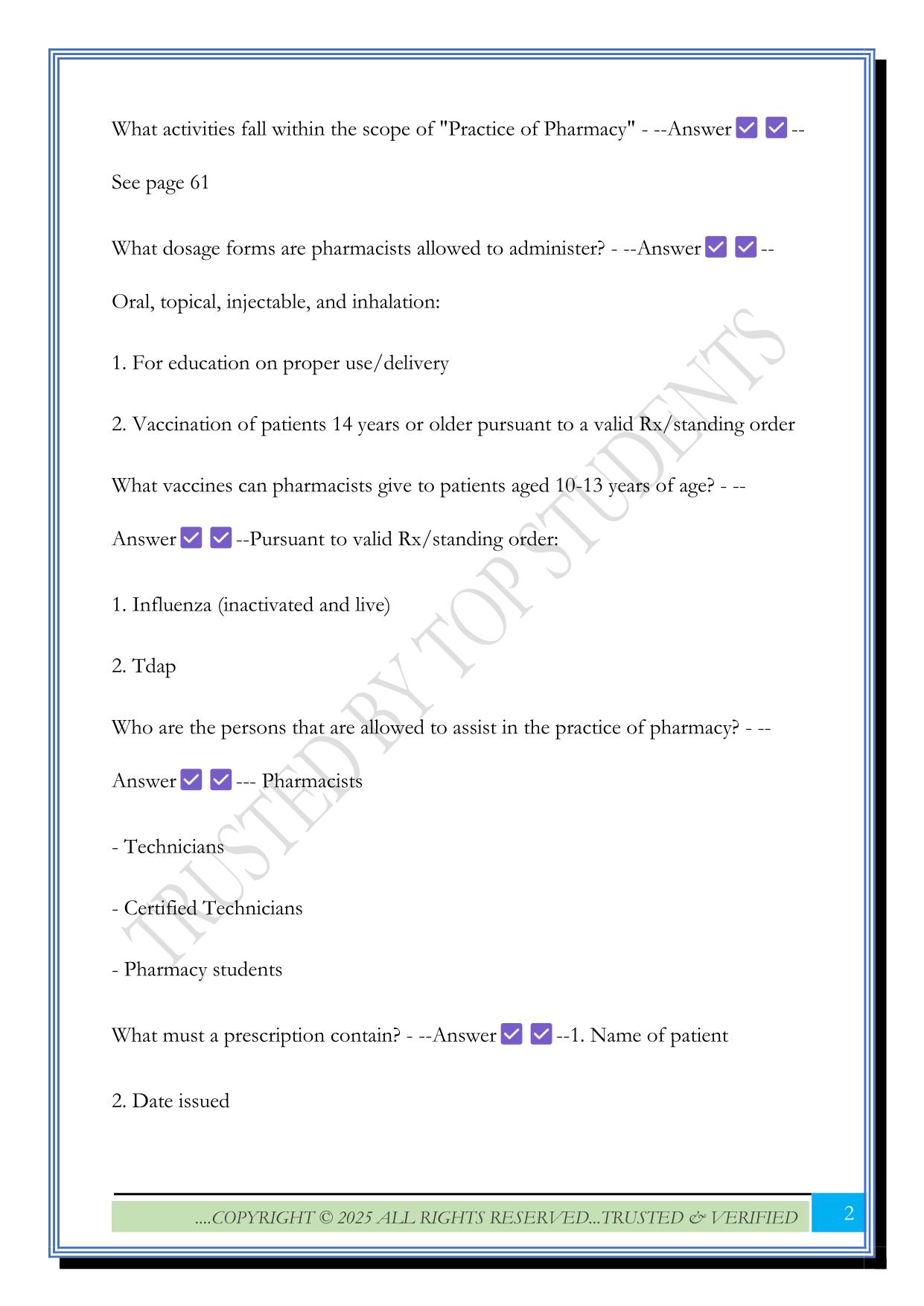 MPJE Review: Illinois Pharmacy Practice Act Exam 2025 Questions and Answers