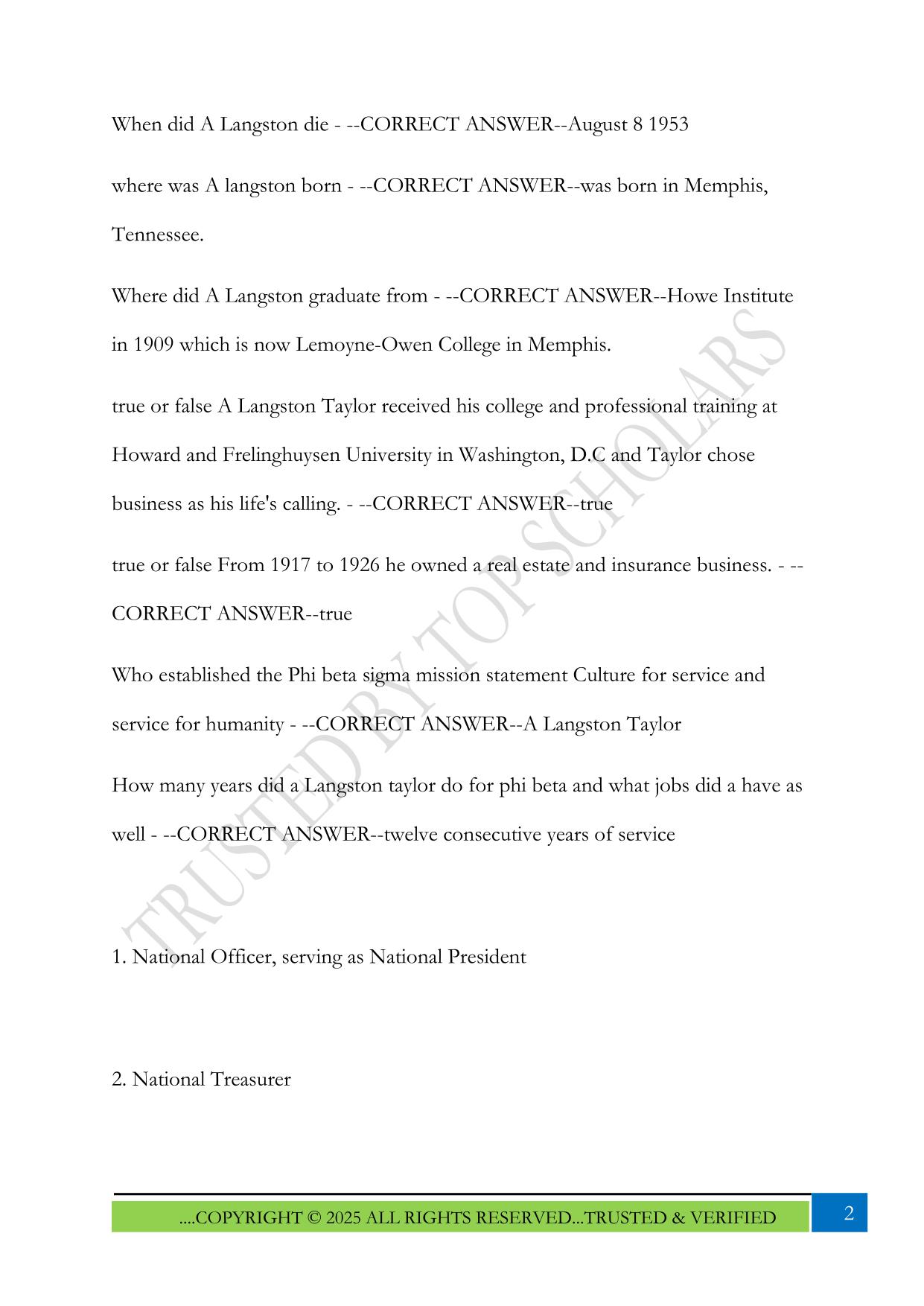 History of phi beta sigma Exam 2025 Questions and Answers