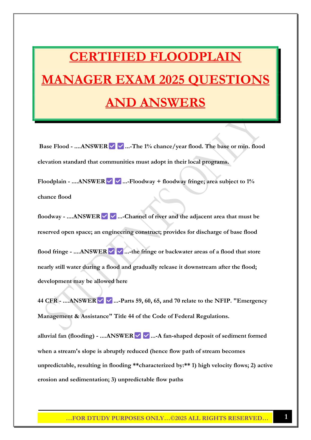 CFM Bundled Exams 2025/2026 |Questions and Answers |100% Pass
