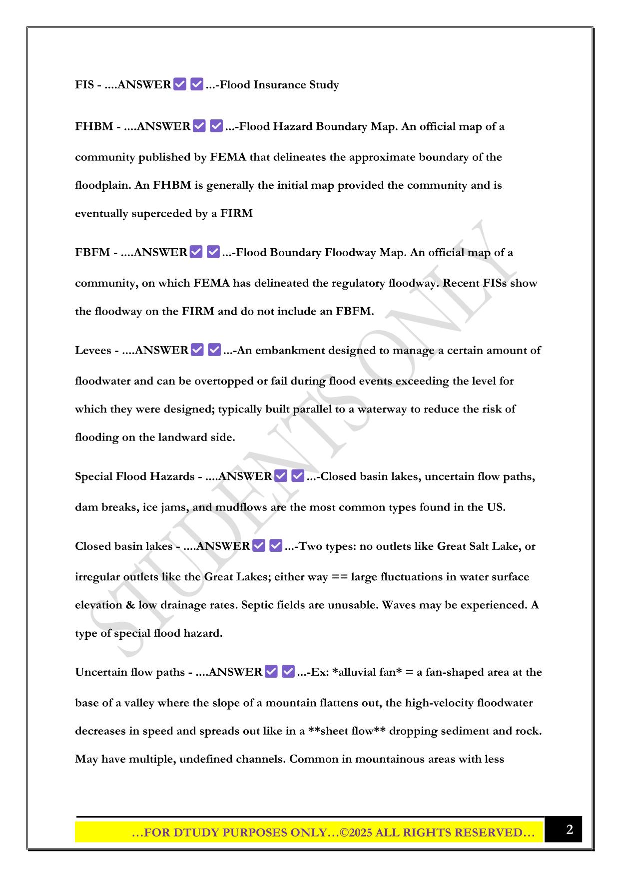 CERTIFIED FLOODPLAIN MANAGER EXAM 2025 QUESTIONS AND ANSWERS