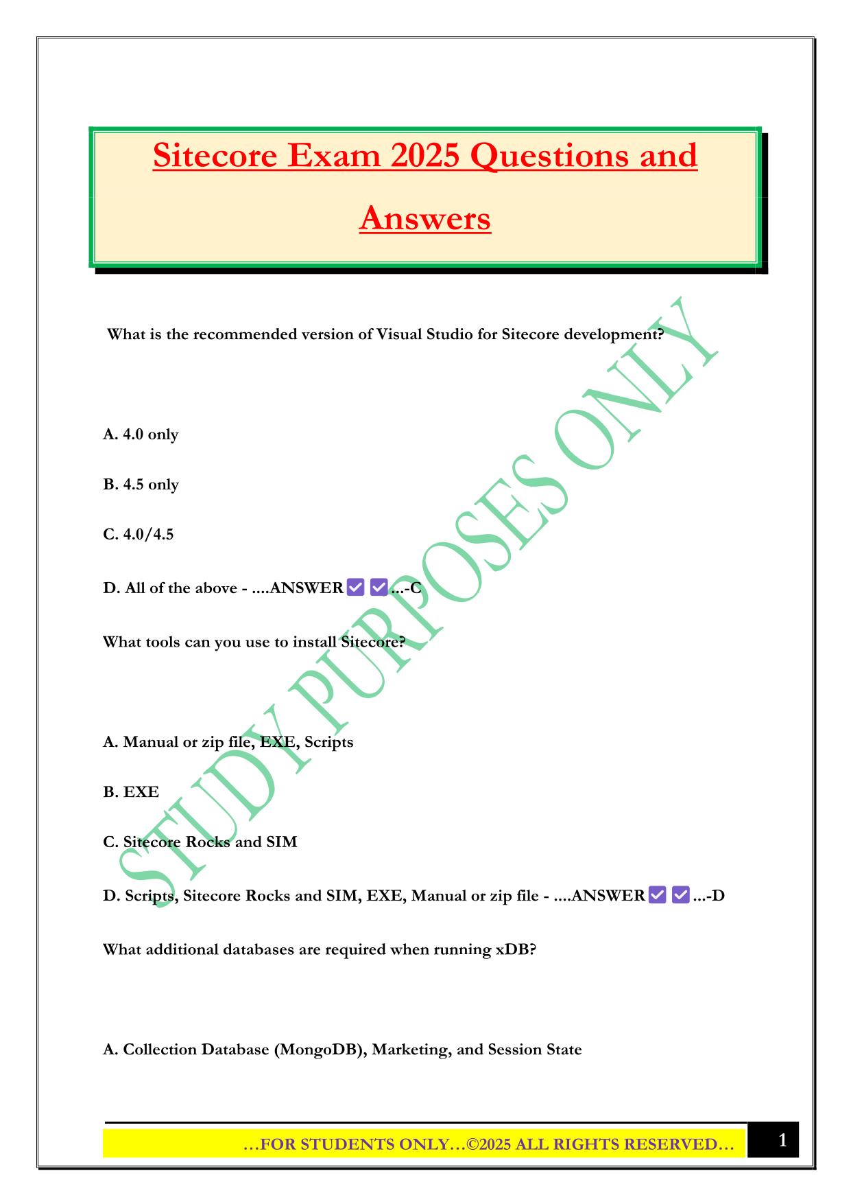 Sitecore Exam 2025 Questions and Answers