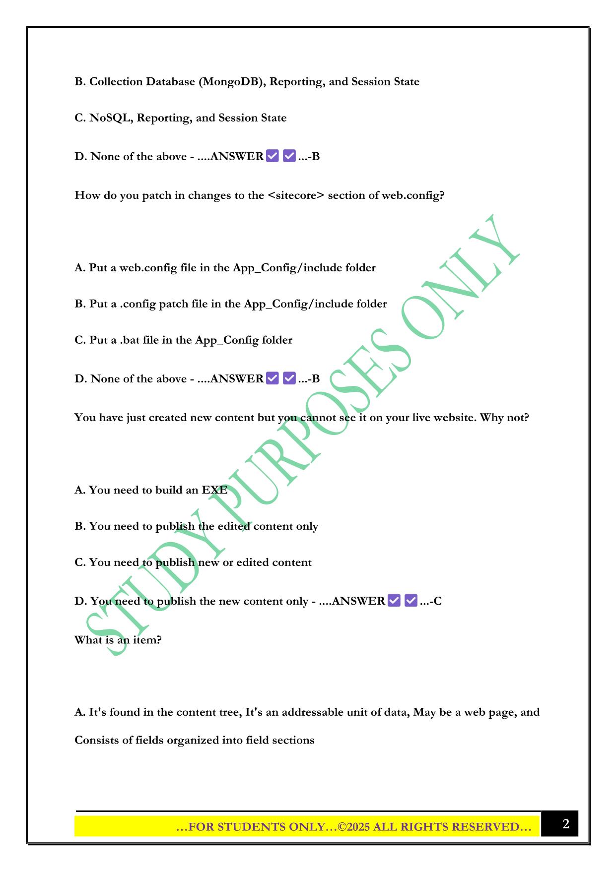 Sitecore Exam 2025 Questions and Answers
