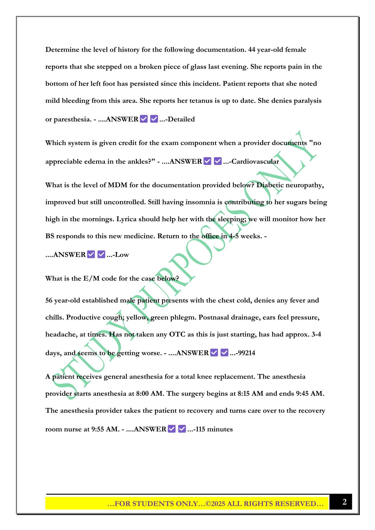CPMA Scenario's Exam 2025 Questions and Answers