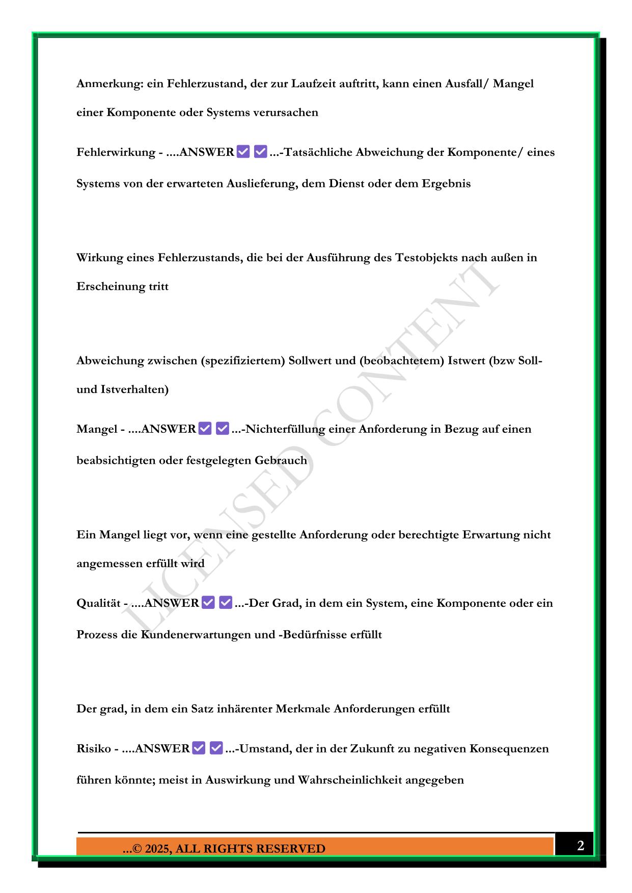 ISTQB FOUNDATION EXAM 2025 QUESTIONS AND ANSWERS