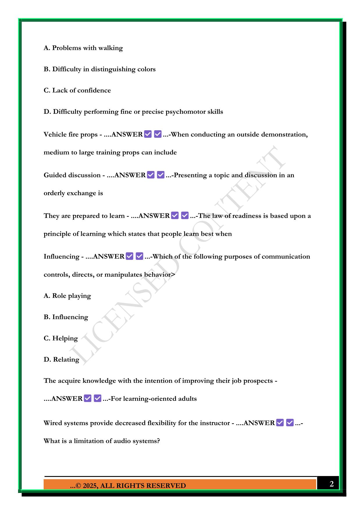 FIRE INSTRUCTOR 1 2025 QUESTIONS AND ANSWERS