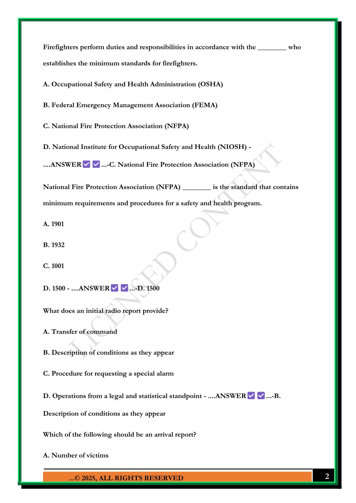 FIREFIGHTER 2 FINAL EXAM PREP 2025 QUESTIONS AND ANSWERS
